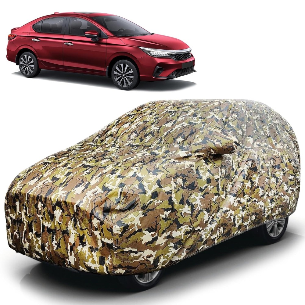 Waterproof Car Body Cover Compatible with City New with Mirror Pockets (Jungle Print)